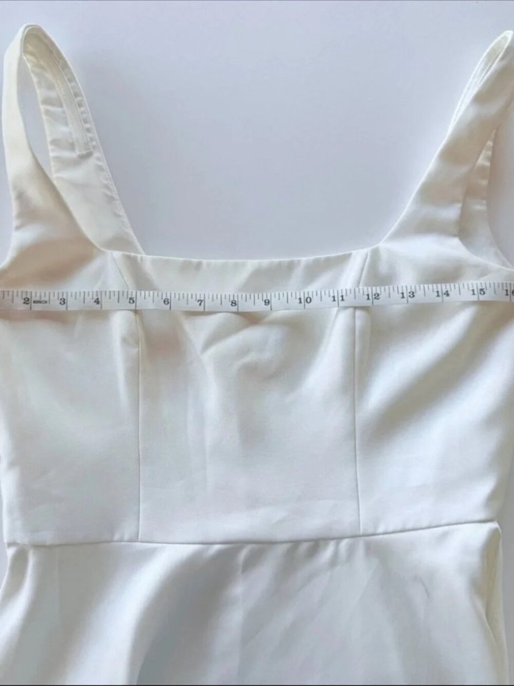 Dessy Collection Ivory Square Neck Satin Midi Dress - Size 6 - Picture 8 of 12